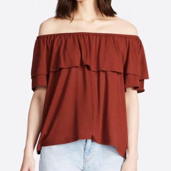 Uniqlo Burnt Orange Off the Shoulder Top - Picture 3 of 3